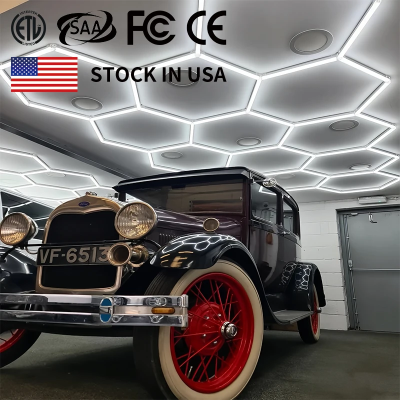 Hot Sale Hexagon Led Light Car Workshop Garage Detailing Lights Car Showroom Panel Light