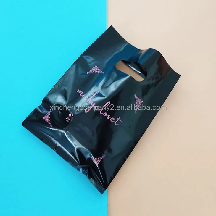

Colored Printed Logo Design plastic die cut shopping bag for clothing/shoe packing