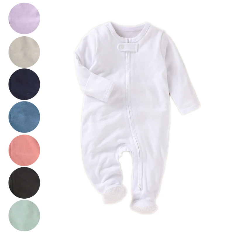 

Organic Cotton Gots Certified Baby Bodysuit White Baby Sleepers With Mittens