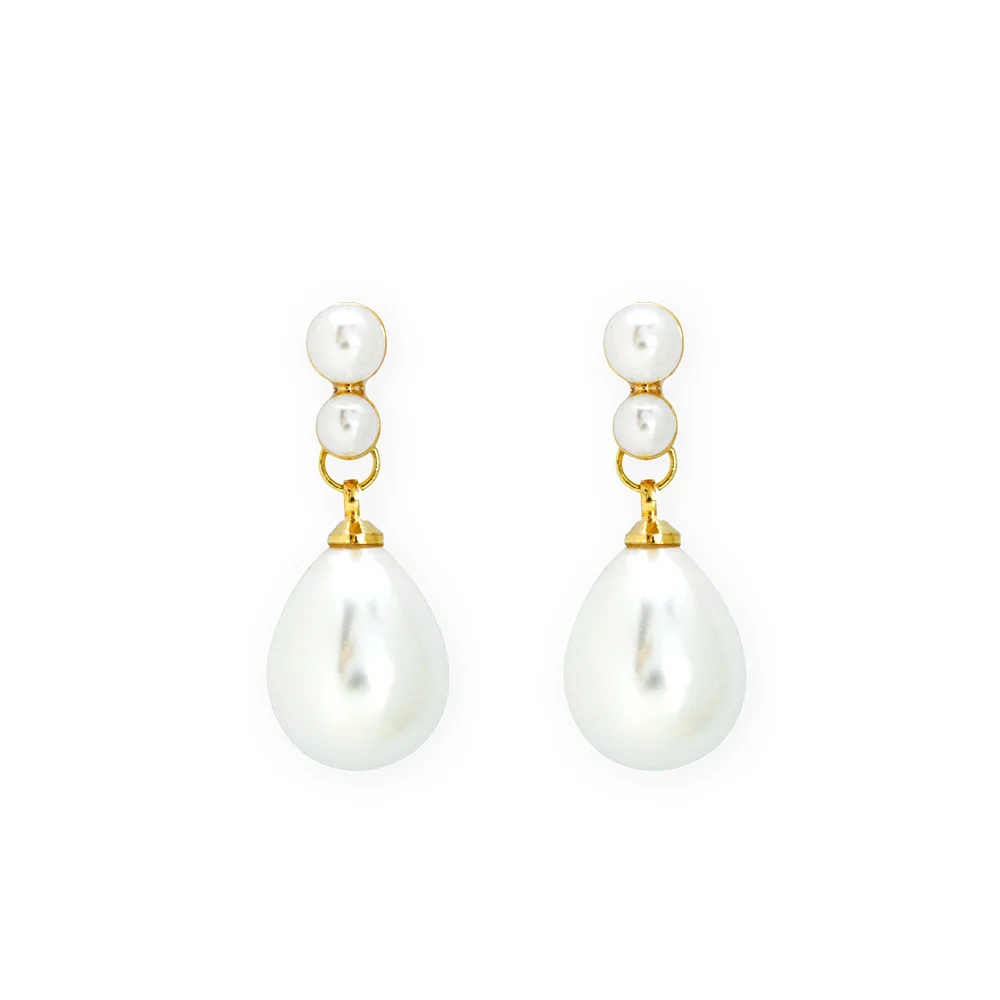 

Fashion Real Gold Plated Pearl Ear Clip Earrings Natural Freshwater Pearl Drop Earring