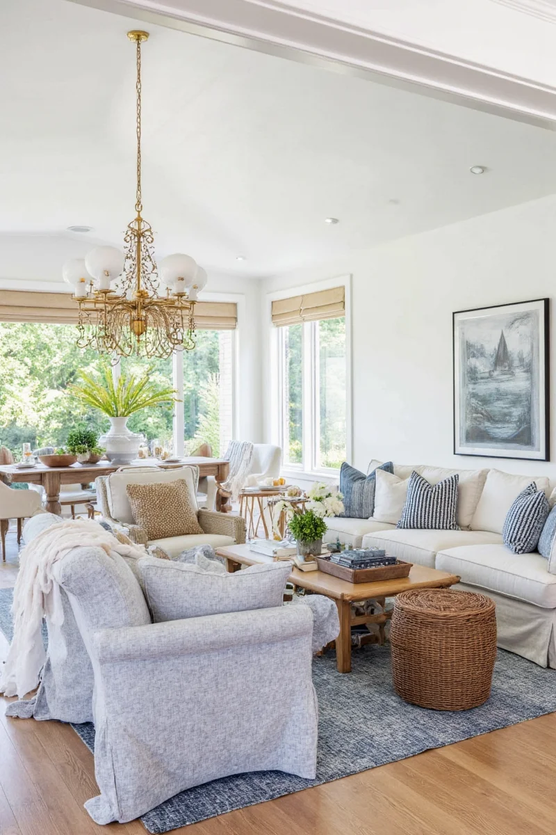 Modern nautical style in a lake house interior