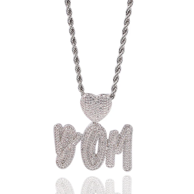 

New custom letter necklace white gold plated stainless steel rope chain name plate necklace