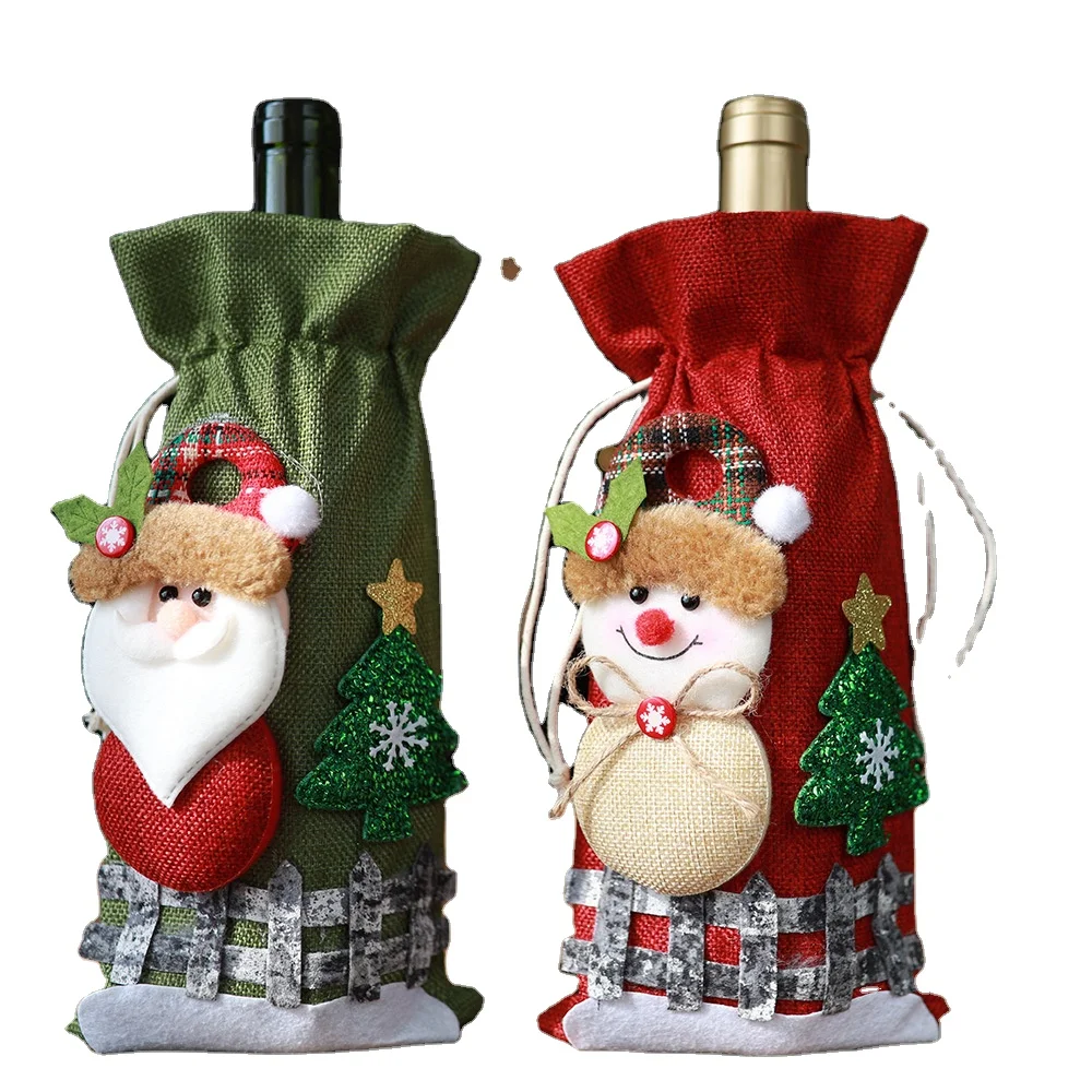 

Cartoon Drawstring Champagne Wine Bottle Holder cover for Christmas decoration