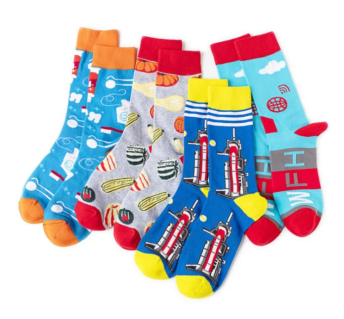 

2020 New Design Colored Funny Cotton Novelty Crew Men Socks hhi1844, Picture