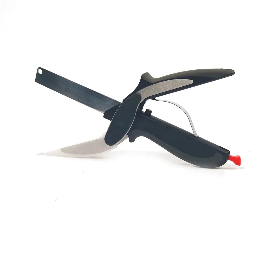 

Multifunctional kitchen vegetable scissors two in one Cutting Board utility cutter Stainless Steel Smart Knife scissors kitchen, Black