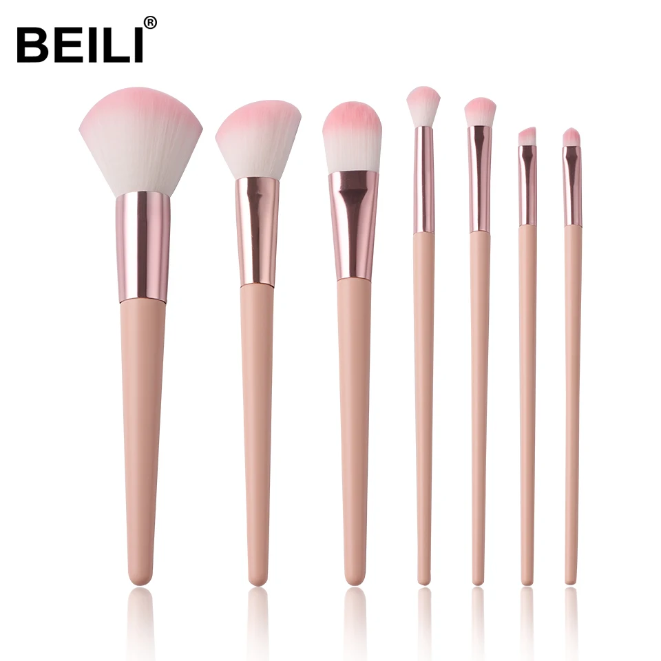 

BEILI pink 7pcs makeups cheap wholesale private label makeup brush set vegan vendor soft synthetic hair cosmetic brush