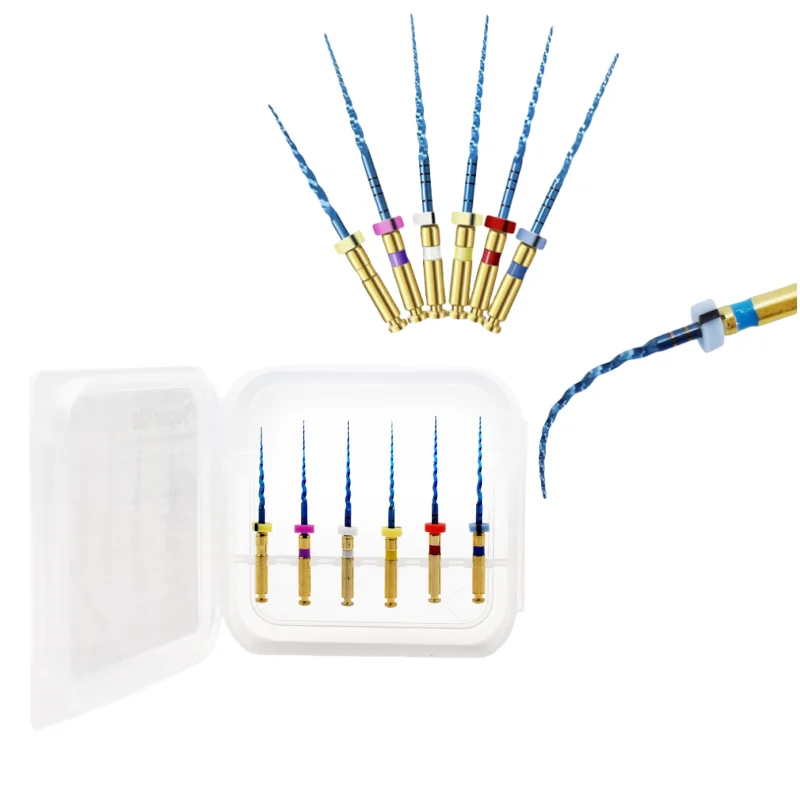 CE ISO Dental Material Flexible Memory Niti Root Canal Treatment 21mm 25mm 31mm Blue Endo Rotary Files for Engine