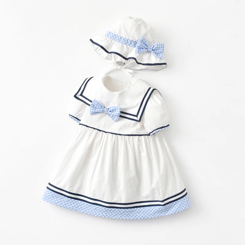 Wholesale Hottest Short Princess Preppy Style Girl Spring baby girl cotton dresses For 100% Safety, White
