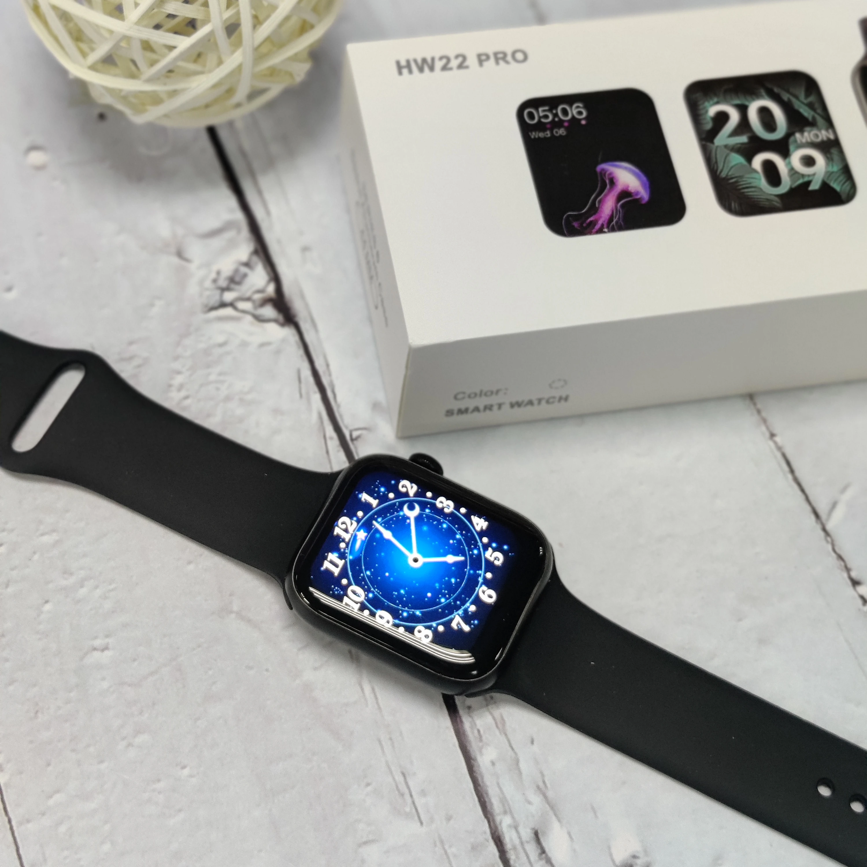 

HW22 pro Smart Watches 44mm 1.75 Inch BT wifi Call Wireless Charger Blood oxygen monitor series 6 smart bracelet Smartwatch