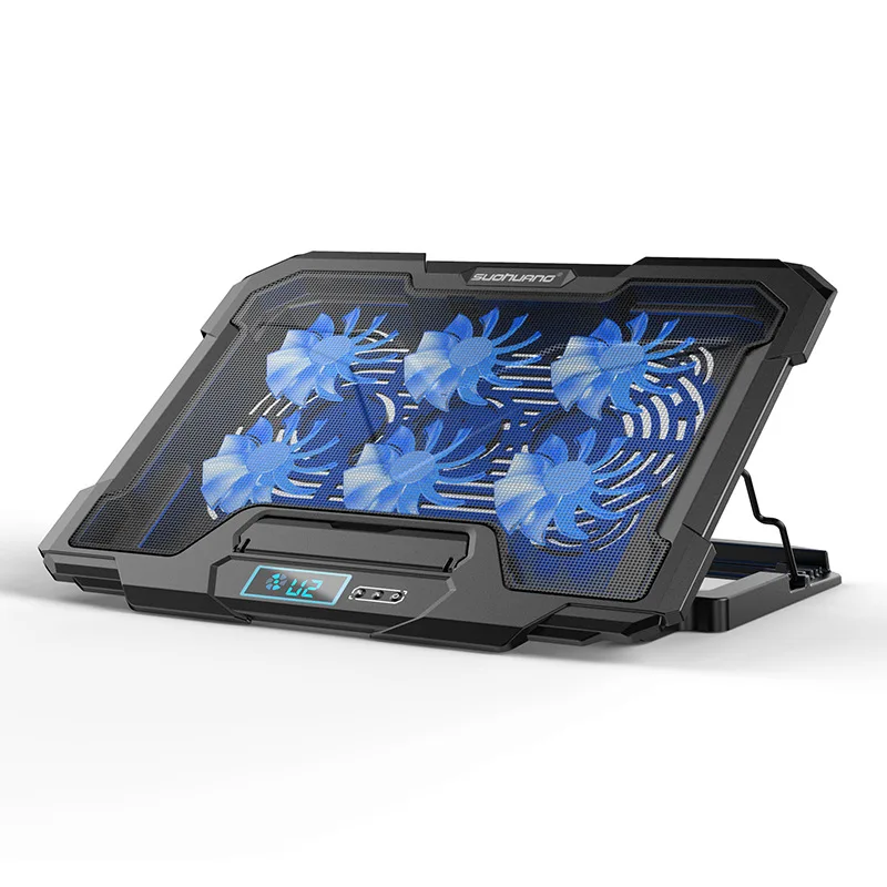 

Height Adjustment Laptop Cooling Pad With 6 Fans LCD Notebook Cooler Stand With 2 USB Ports