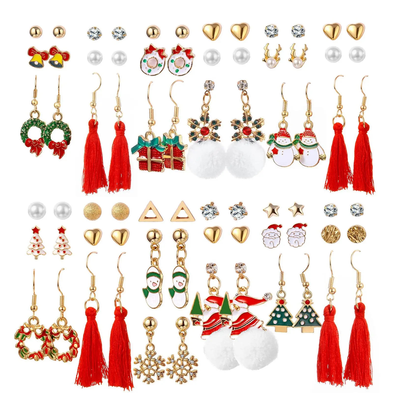 

Fashion New 2023 Christmas Gift Set Earrings Santa Claus Snowflake Elk Pendant Tassel Earrings