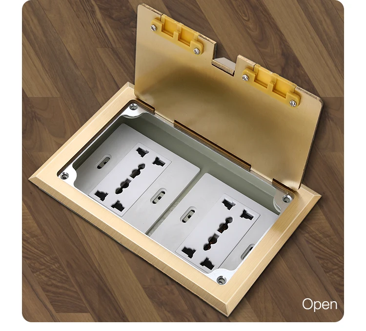 Double commercial open type brass multifunctional floor socket box