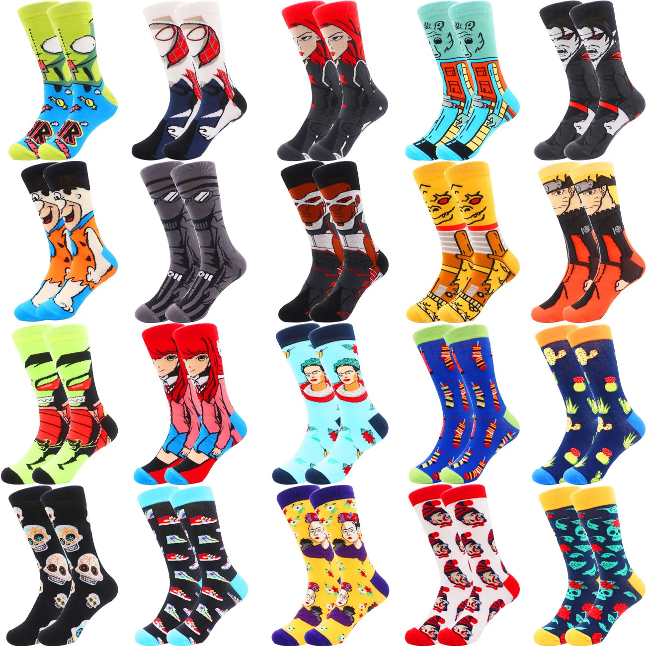 

wholesale cotton happy mens funny socks cartoon tube socks custom cotton logo design oem socks men crew wholesale cotton