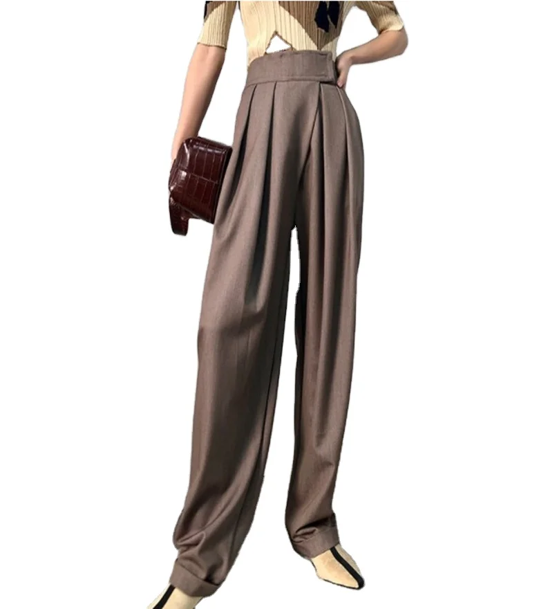 

High waist loose broad legged trousers women spring and autumn straight tube leisure mop pants