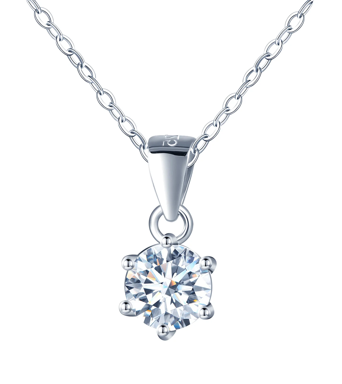 Moissanite Solitaire Pendant 6 Prong Set Minimalist 925 Sterling Silver 1ct Moissanite Necklace for Women