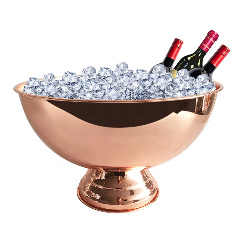 

Rose gold 10L 304 Stainless Steel Wine Bucket Cooler Wine Bucket Chiller, Customized color
