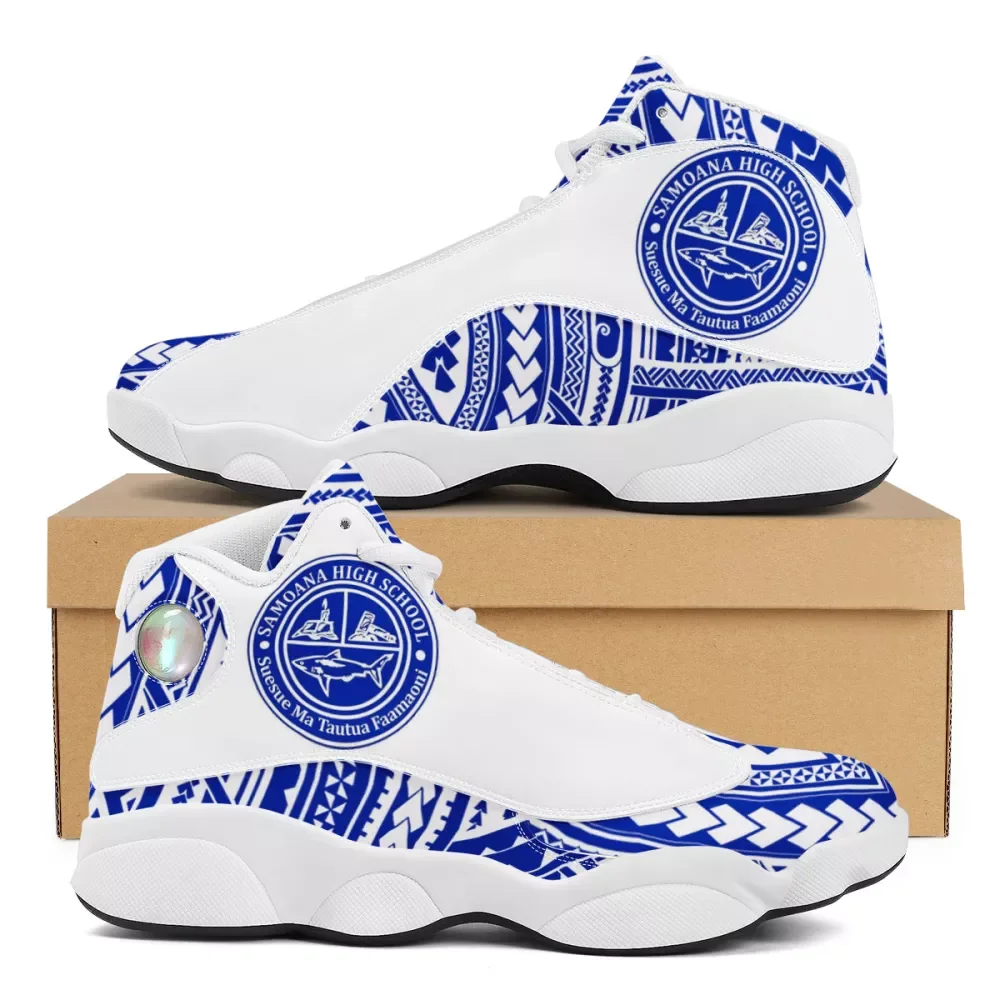 

Samoana Shark Logo Printing Shoes Polynesian Samoa Tribal Mascot Running Shoes Custom Sports Team Logo Men Basketball Sneakers, Custom color