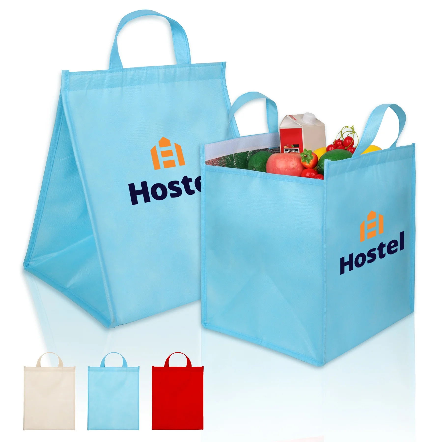 

Wholesale Best Price Cheap Zipper Top Grocery Tote Bags Large Insulated Non-Woven Cooler Packs