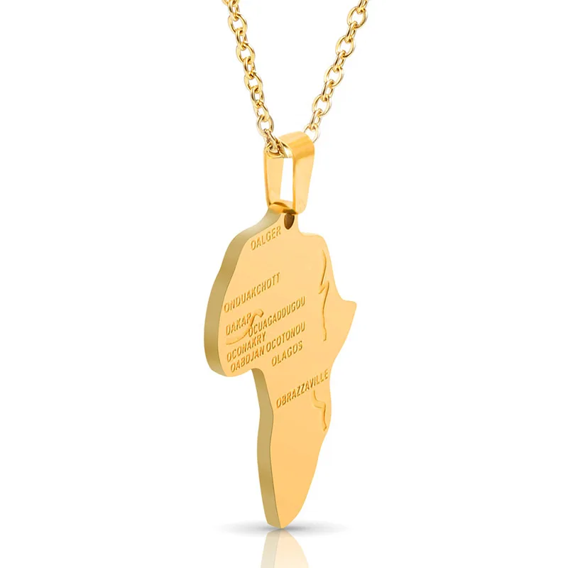 

Wholesale Mens African Jewelry Africa Map Necklace, Silver, gold, black