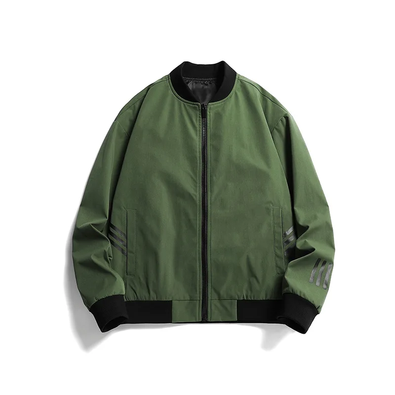 

Three bars baseball jacket male spring autumn versatile Korean fashion can printed jacket men's coat male sport bomber jacket