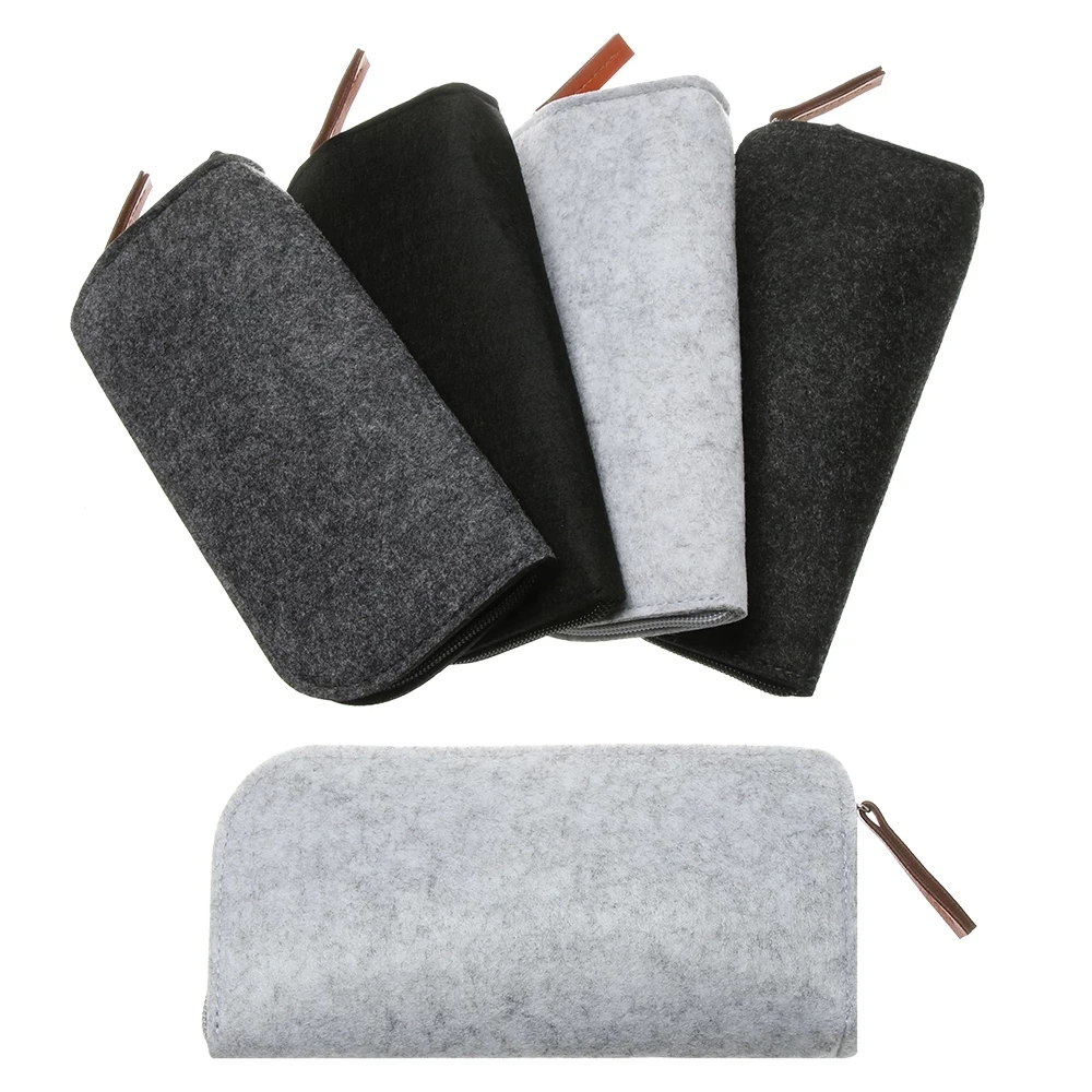 Soft Sunglasses Case Wool Felt Cloth Zipper Box Portable Glasses Case Bag Eyeglasses Pouch