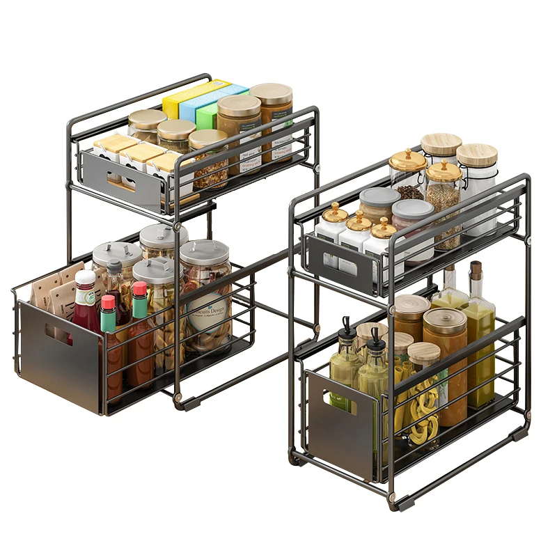 

Promotion High Quality Kitchen Detachable Seasoning Rack From China, Black