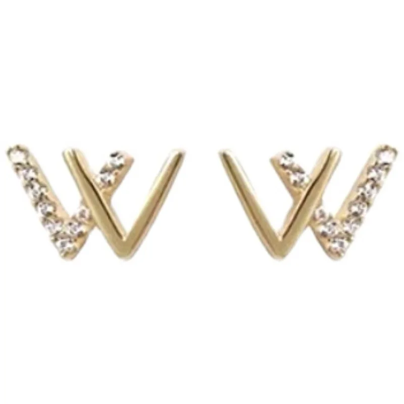 925 Sterling Silver 14k Gold Plated Crystal Earrings Women Simple Fashion Wedding Jewelry Accessories