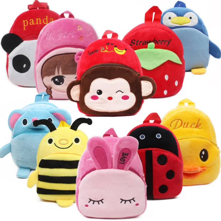 

Kawaii Stuffed Plush kitty Mickey Baby Toddler School Bags 3d cartoon animal kids toys zoo school backpacks for baby