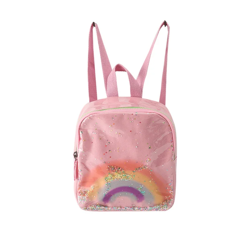 

Hot Sale Cute Jelly Bag Baby Toddler PVC material Kindergarten Schoolbag Rainbow Sequins Quicksand Kids Backpack Children