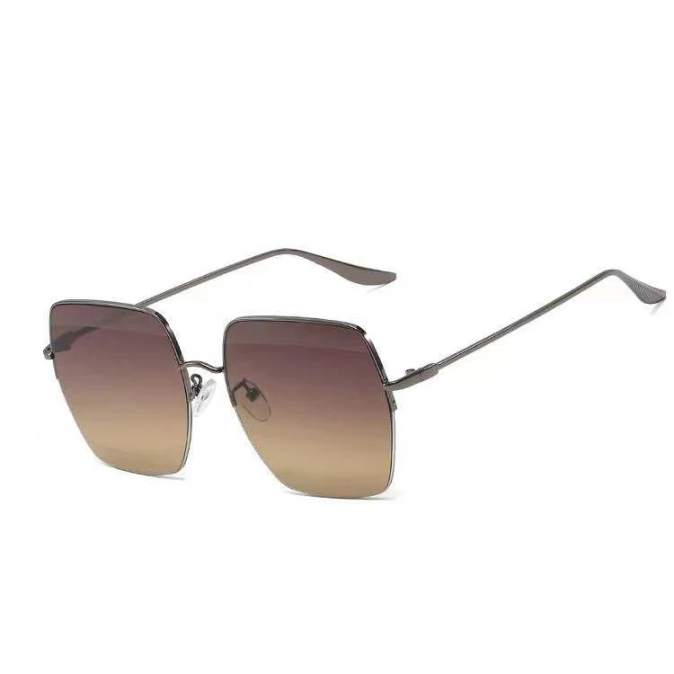 

Metal Square Frame Sunglasses 2021 Ocean Lens Shades Man Sun Glasses Half Rim For Ladies Brand Designer Uv400 eyewear