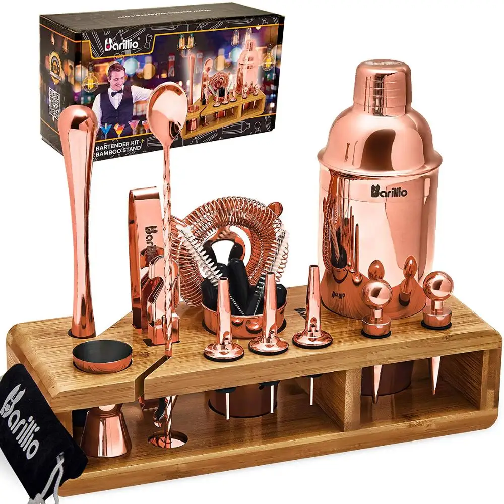 
Factory Customized Stainless Steel Cocktail Shaker 24oz Martini Boston Shaker Bartender Kit 