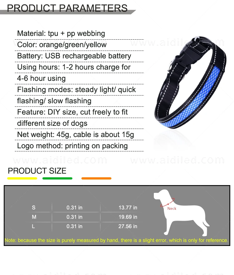 product-AIDI-LED nylon with mesh USB rechargeable battery shining dog collar-img-1