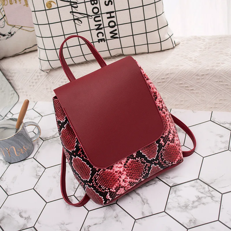 

Wholesale Cheap Crossbody Snakeskin Backpack Urban Casual Small Leather Backpack