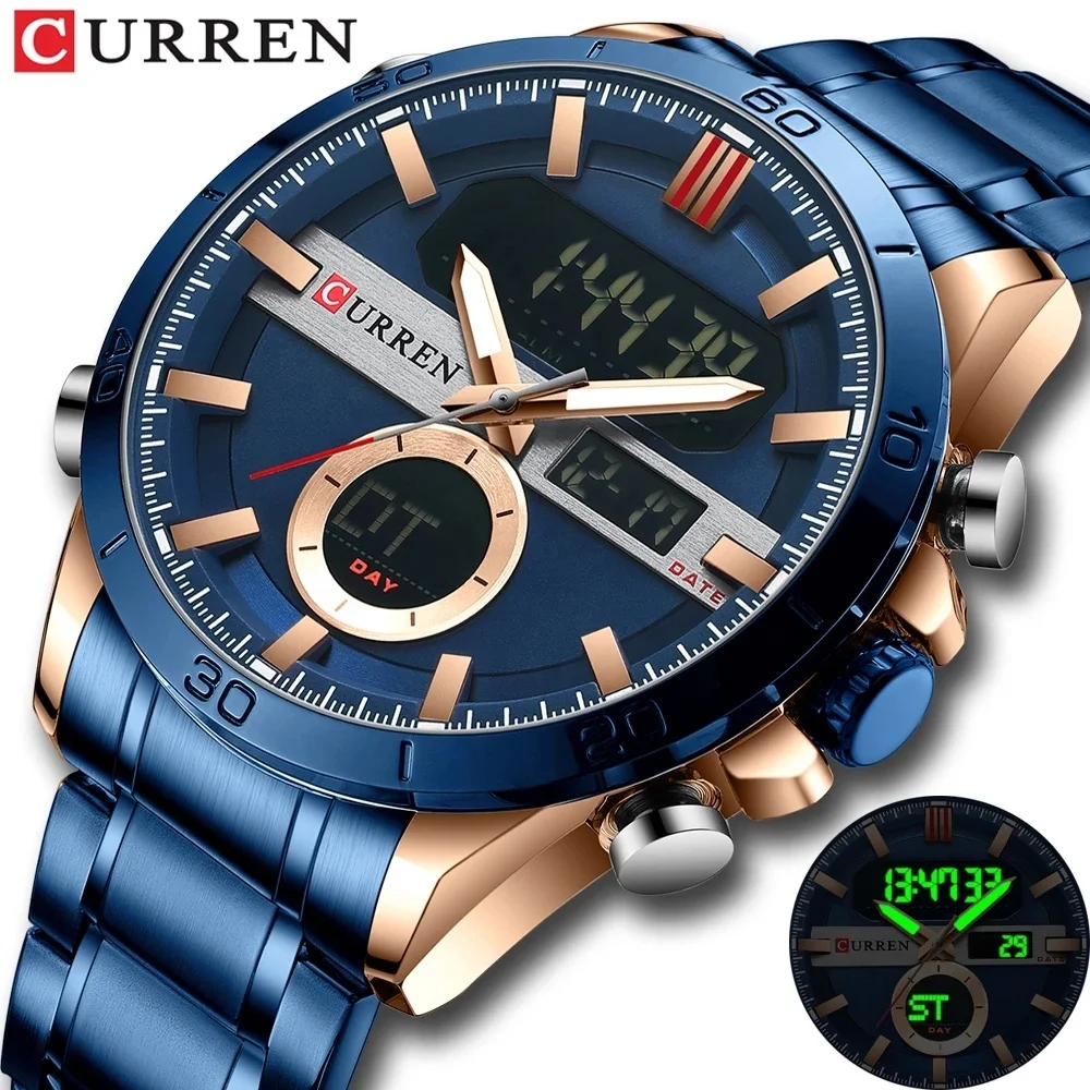 

CURREN 8384 Man Watch Luxury Brand Casual Sport Wristwatches Male Digital Design Luminous Clock with Chronograph, According to reality