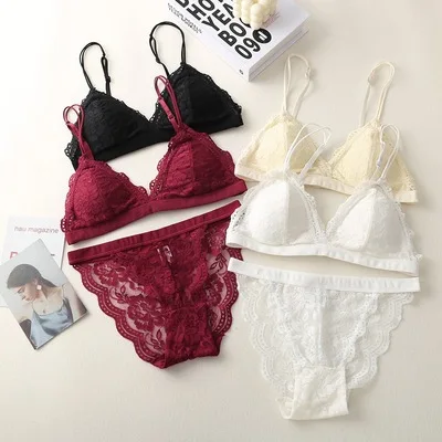 

French lace thin bra gather large breasts to show small bra adjust thin underwear set women's underwear female summer, Custom color