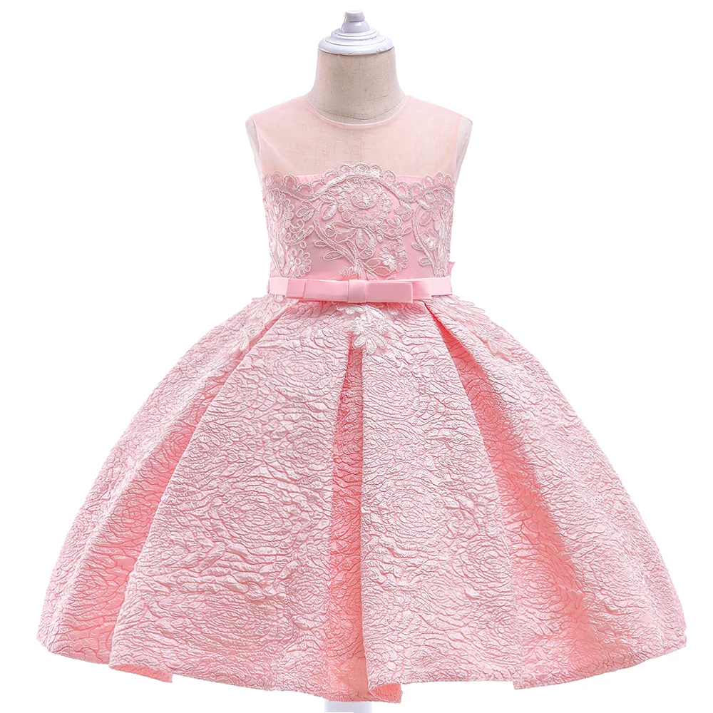 

MQATZ New Arrival Kids Formal Satin Girl Evening Party Dress Kids Communion Princess Dresses, White,pink,gray