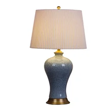 Promoción Lámparas De Mesa De Cerámica China, Compras online China Grande Azul Antiguo Blanco Cerámica Craquelado Lámpara