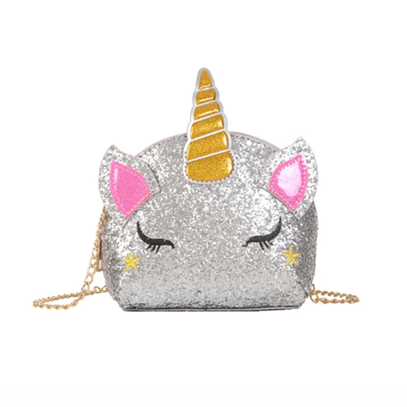 

Wholesale lovely glitter unicorn fashion girls crossbody bags fancy kids purses, As picture show