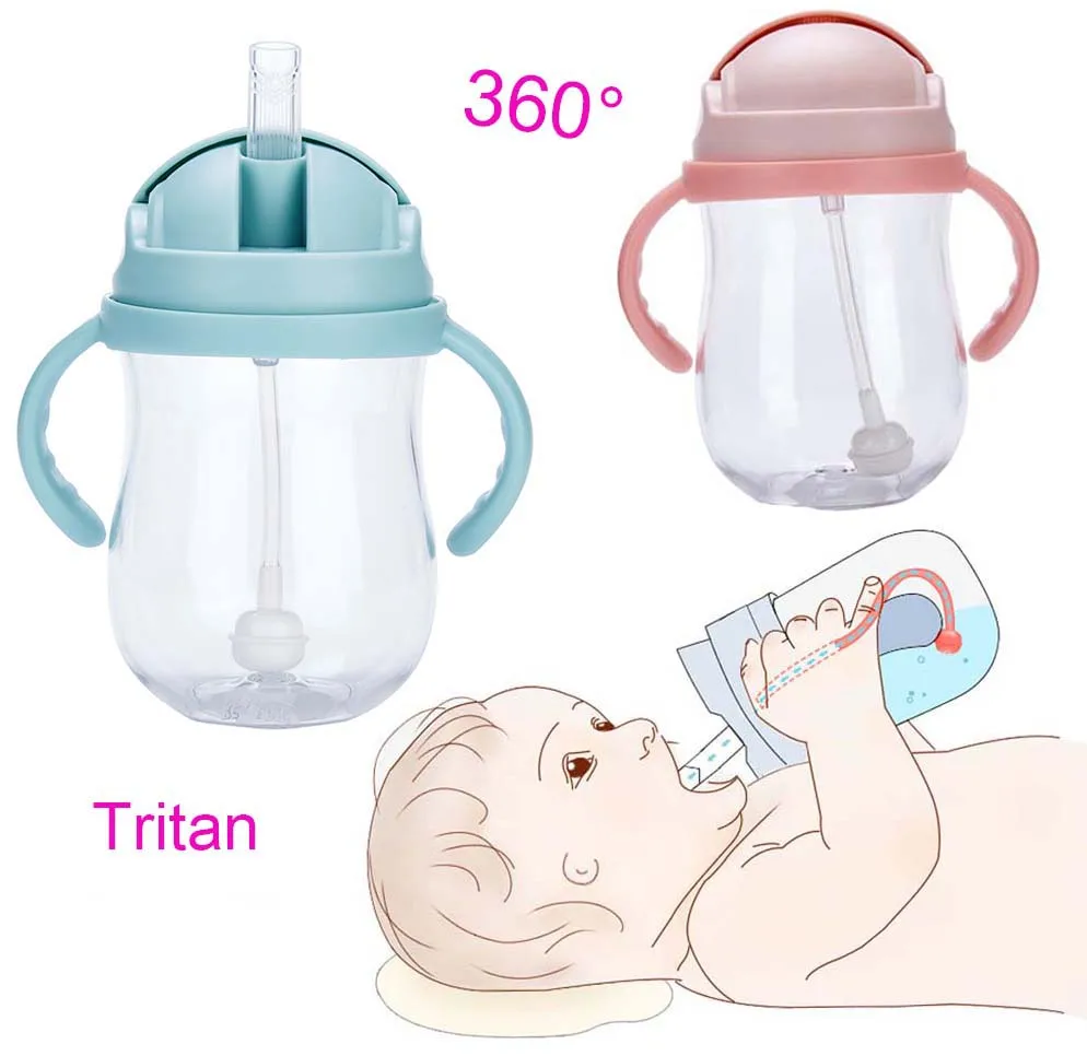 

MZL Silicone Baby Bottle Anti Choke Feeding Children Newborn Babies Easy To Carry Drinking Cups Childrens Handle Straw Cups MZL