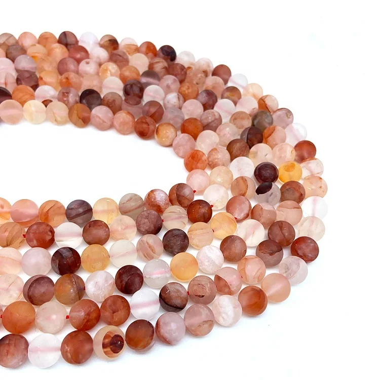 

Natural Gemstone Blood Crystal Frosted Stone Beads Loose Beads Jewelry DIY