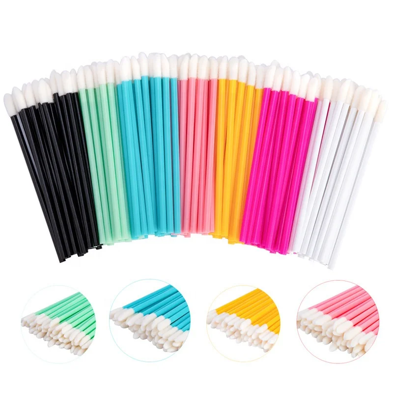 

50 Pcs Disposable Lip Brushes mini exfoliating lip brush exfoliate Lip Gloss Applicator Wands, 12 types