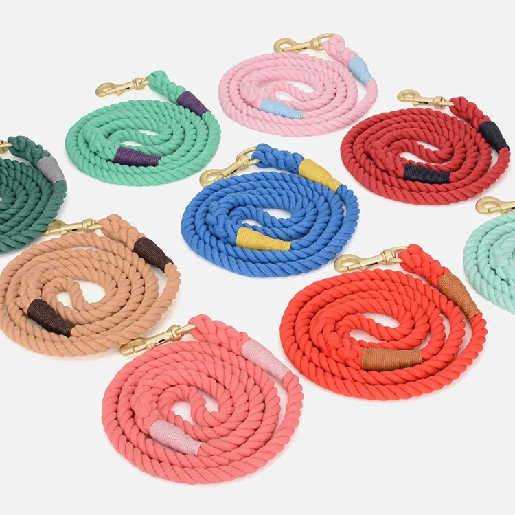 

2021 Amazon Top Sale Luxury Heavy Training Multicolor Walking Dog Cotton Rope Organic Braided Dog Leash