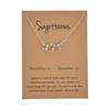 New Style Gold Silver Color Plating Rhinestone 12 Constellations Zodiac Signs Brown Card Necklace
