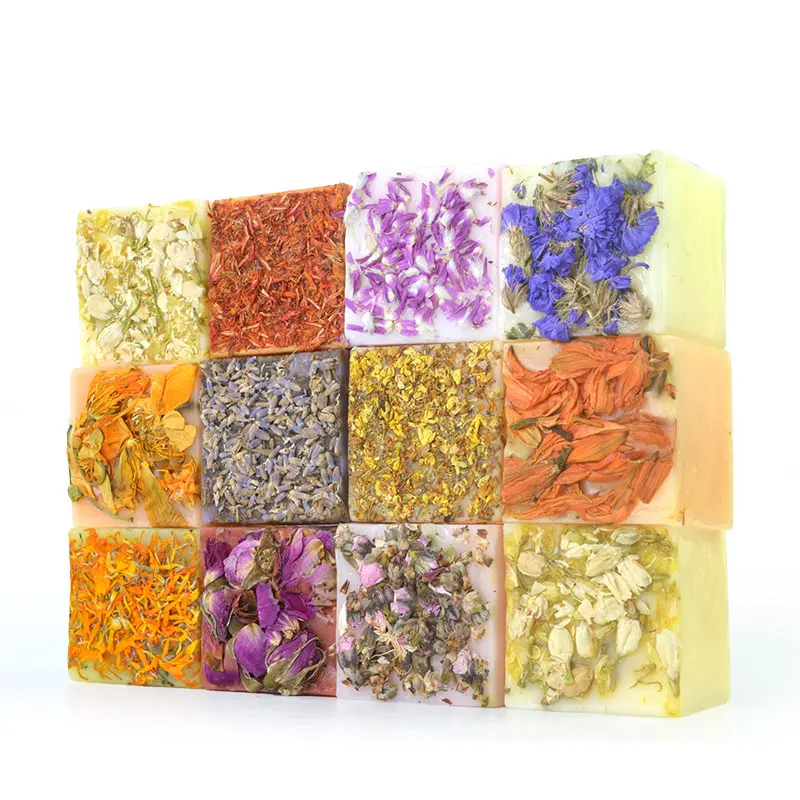 

Factory Natural Whitening Handmade Soap Petal Facial and Body Cleaning Soap Dried Flower Rose Bath Soap Bar