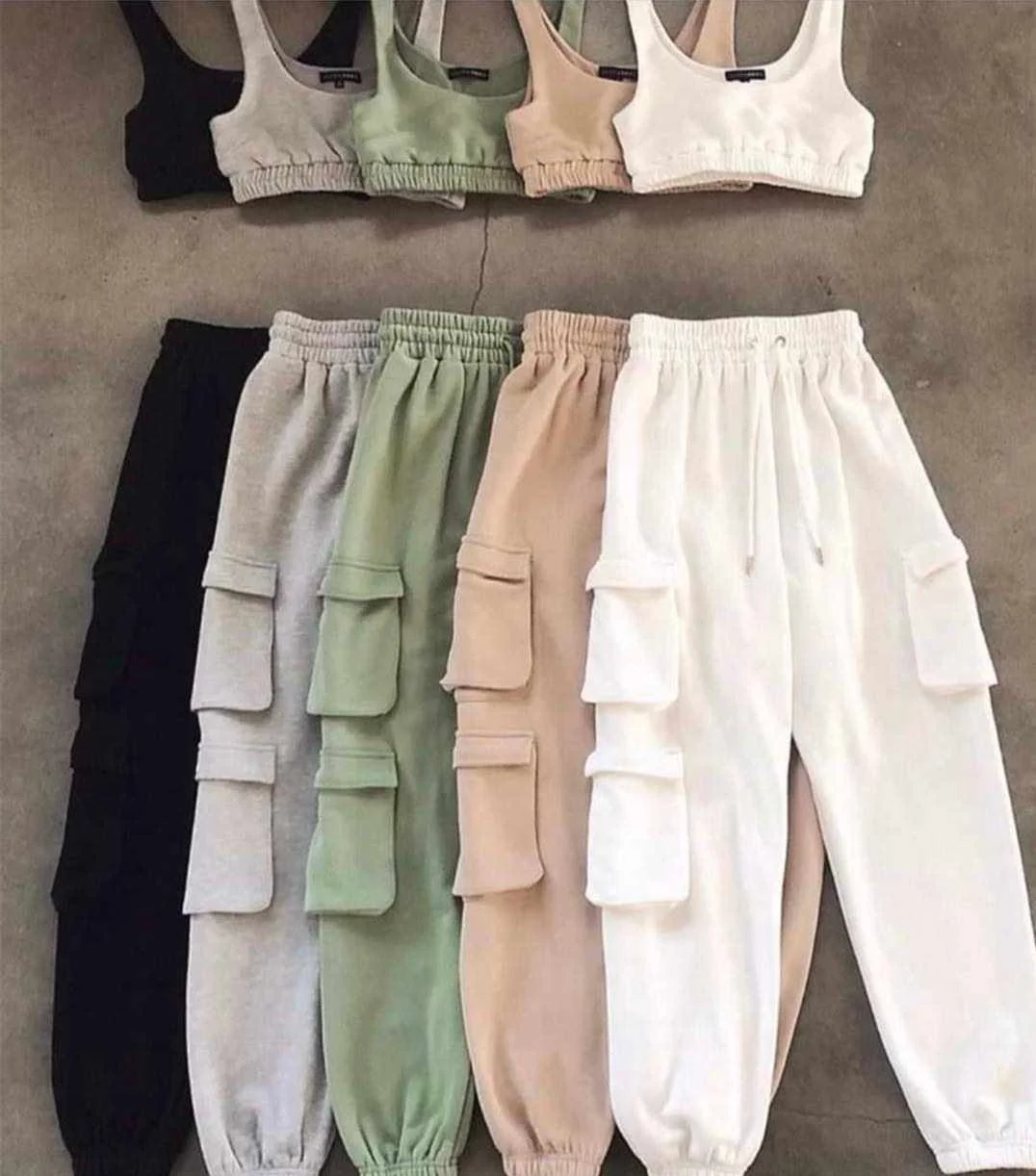 

2021 Summer Customized Logo Plus Size Casual Cotton Joggers Crop Top Long Sweatpants Two Piece Set Women Clothing, Customized color