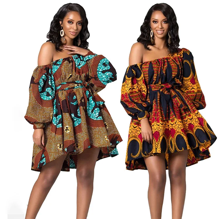 

7011 kuwii African Women's Long Sleeve Dress Indonesian Short Skirt african dashiki print dress fashion african dress, 12 colors