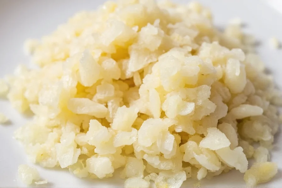 Different garlic preparation methods showing volume comparisons