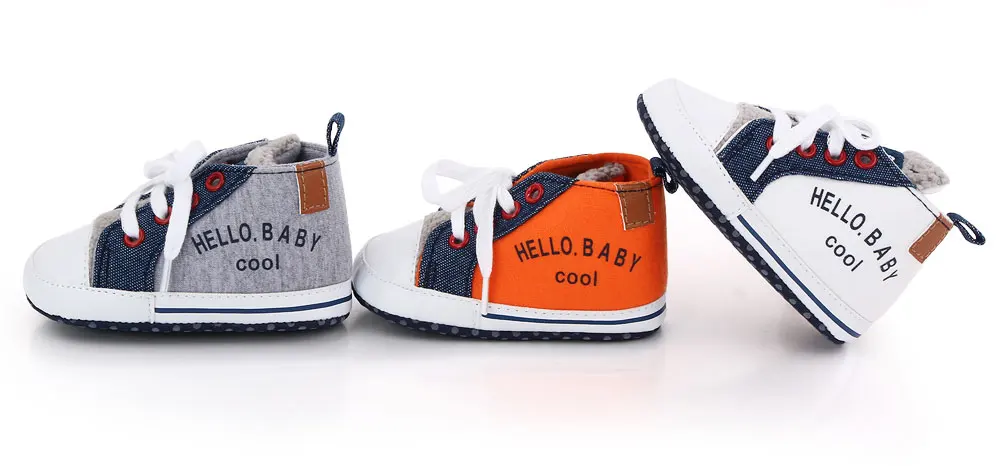 New Arrival Cool Baby Sport Canvas Shoes Plush Baby Shoes Unisex Toddler Crib Shoes Walking Kids Sneakers factory