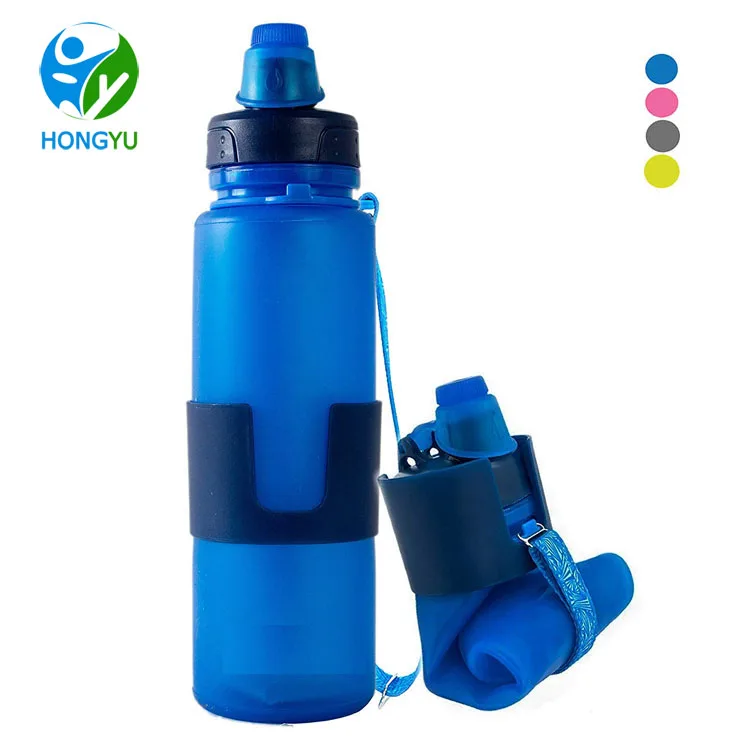 

Collapsible Foldable Drinking Bottle, Portable Silicone Sports Folding Travel Water Bottle For Gym, Grey,blue,pink,green