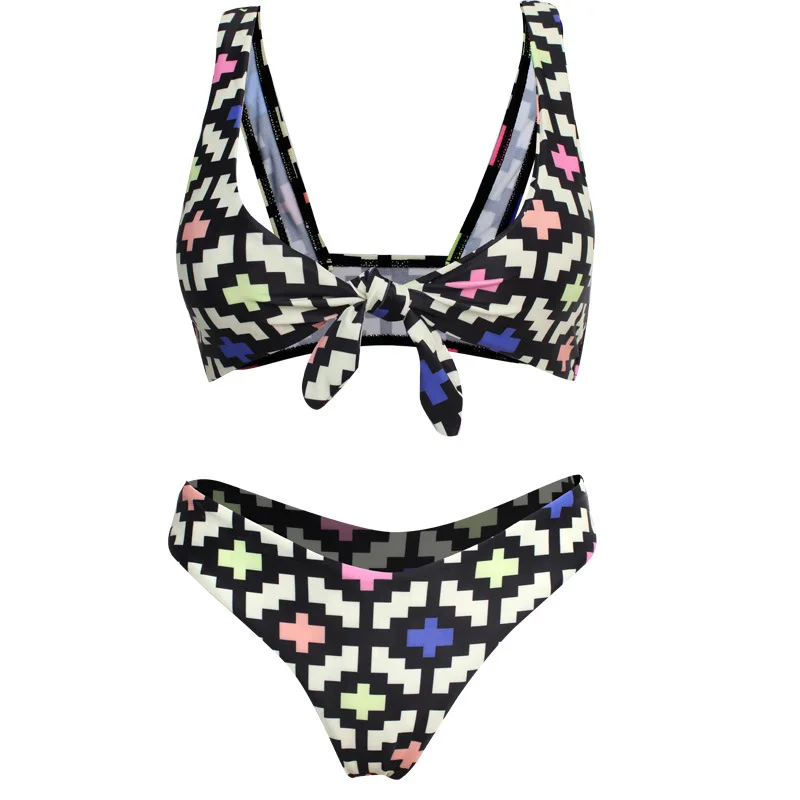 

Fashion women's swimsuit vest Style Sexy bow print split two piece bikini, 1color